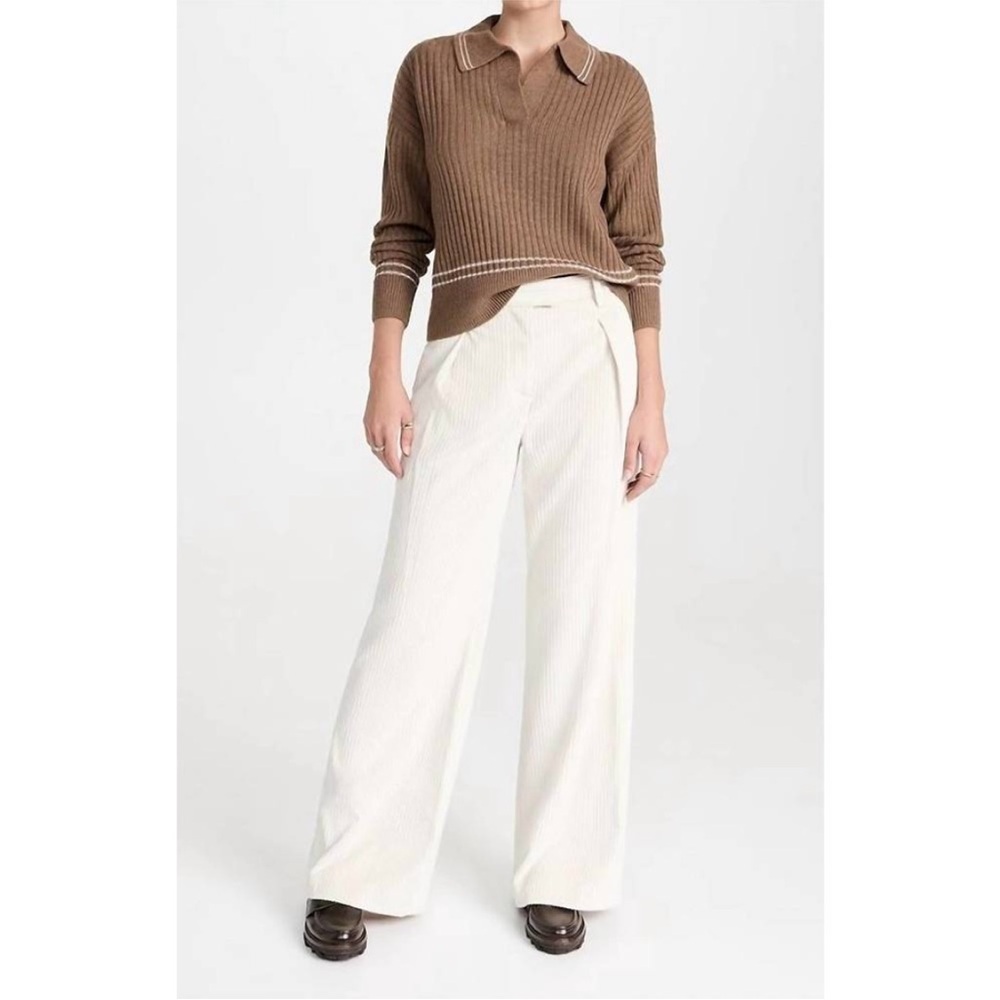 Rag & Bone Monti V-Neck Polo Extra Fine Merino Wool Long Sleeve Sweater Size S - Picture 2 of 12